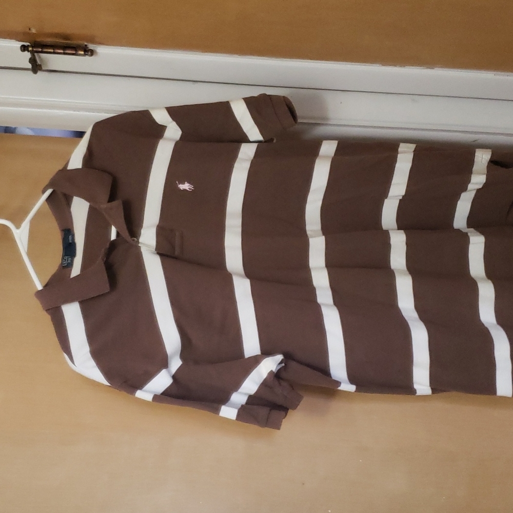 Men's XL Ralph Lauren Polo Brown and white